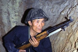 Vietcong soldier holding a rifle 1968