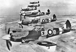 Spitfires flying in formation