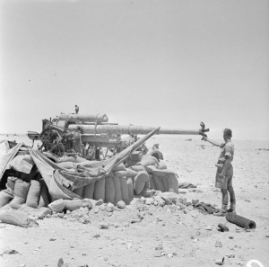 British soldier and tank in North Africa